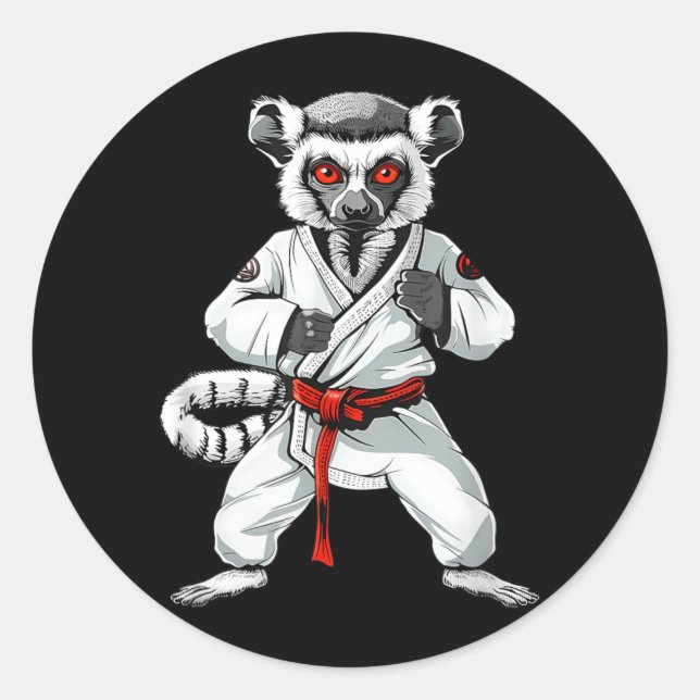 Adesivo Lêmure de Kickboxing Taekwondo Caratê MMA Engraçad (Frente)