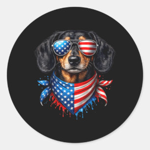 Adesivo Lenço para Dachshund 4 de Julho Amantes de Cães Pa