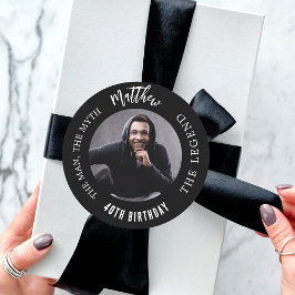 Adesivo Lenda do mito do homem branco preto de aniversário