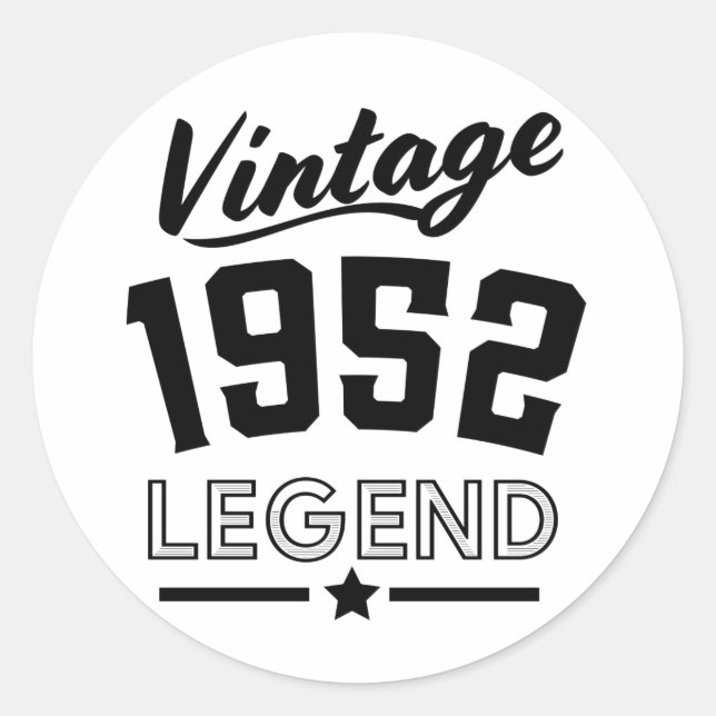Adesivo Lenda vintage de 1952 (Frente)