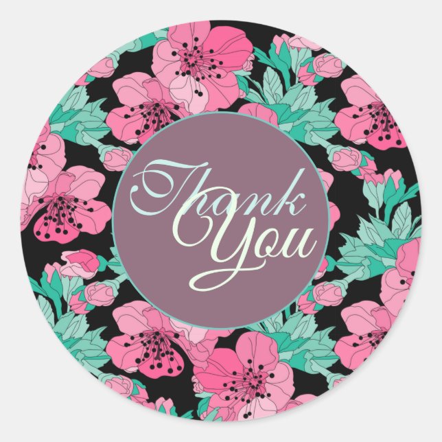 Adesivo Lente De Cereja Decorativa Desenhada À Mão Obrigad (Frente)