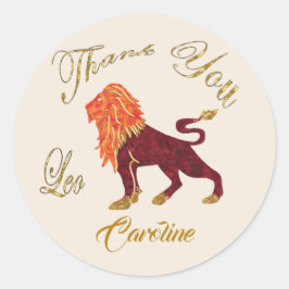 Adesivo Leo Dourado Glitter Obrigado