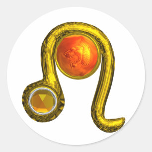 ADESIVO LEO / DOURADO SINAL DE ANIVERSÁRIO ZODIAC E TOPAZ
