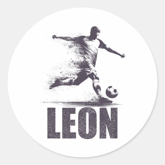 Adesivo Leon Soccer Boys Personalized First Name Leon  (Frente)