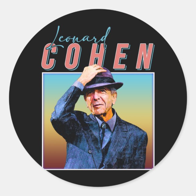 Adesivo Leonard Cohen Retro Style Music Fan Gifts (Frente)