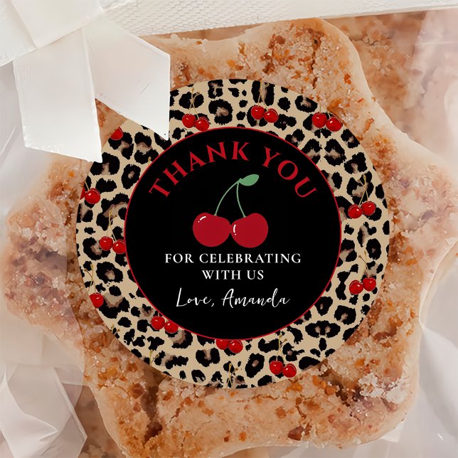 Adesivo Leopard Cheetah Cherry Birthday Sticker (Criador carregado)