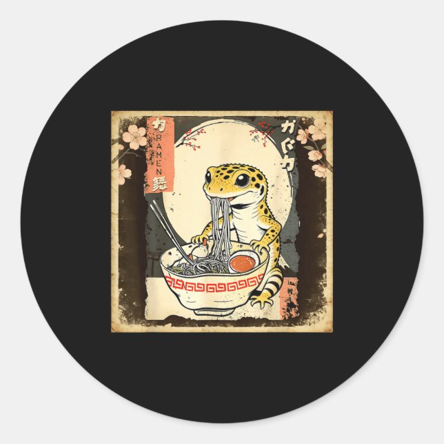 Adesivo Leopard Gecko Lizard Ramen Crested Gecko Japanese  (Frente)