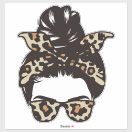 Adesivo Leopard Messy Bun Sticker – Animal Print Sunglasse