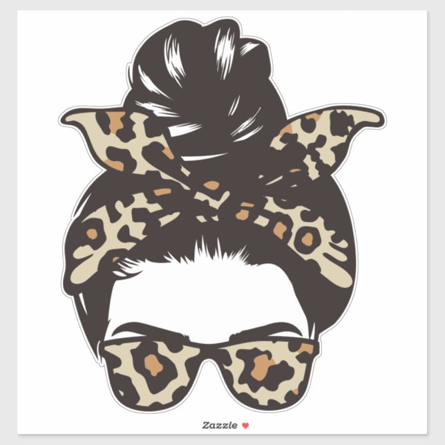 Adesivo Leopard Print Bandana e Óculos Mensagem (Folha)