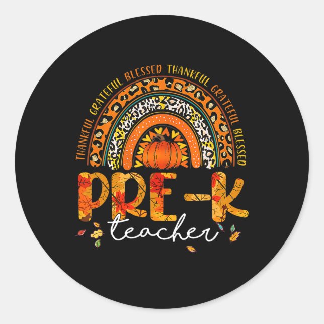 Adesivo Leopard Rainbow Graças Pré-K Professores Obrigados (Frente)