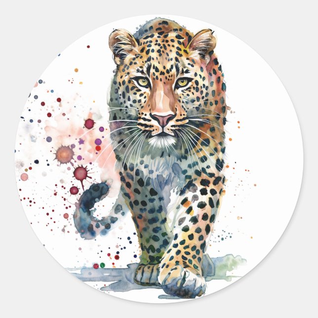 Adesivo Leopard Walking Watercolor (Frente)