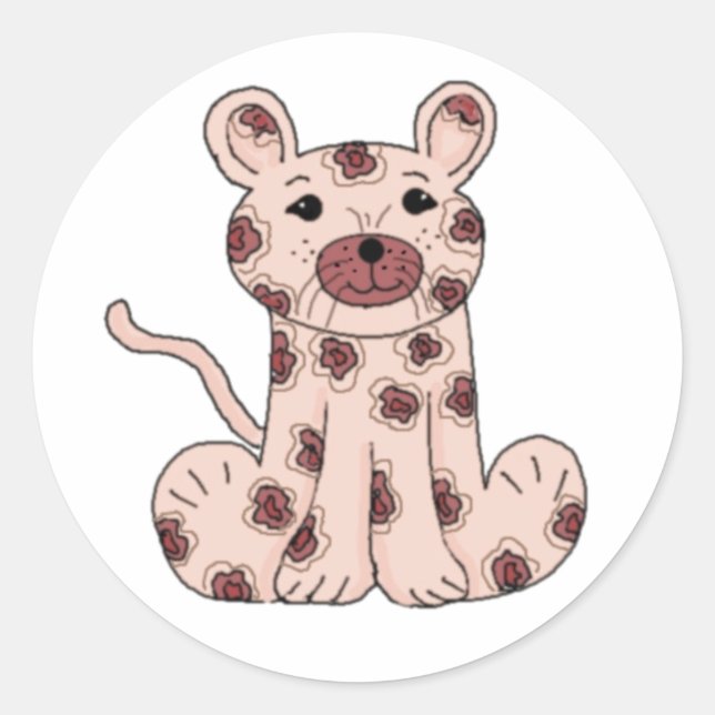 Adesivo Leopardo de desenho animado rosa (Frente)
