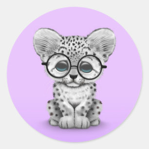 Adesivo Leopardo de neve bonito Cub que veste vidros no