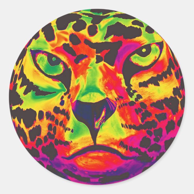 Adesivo Leopardo - Estilo Preto-Anterior, Arco-Íris (Frente)