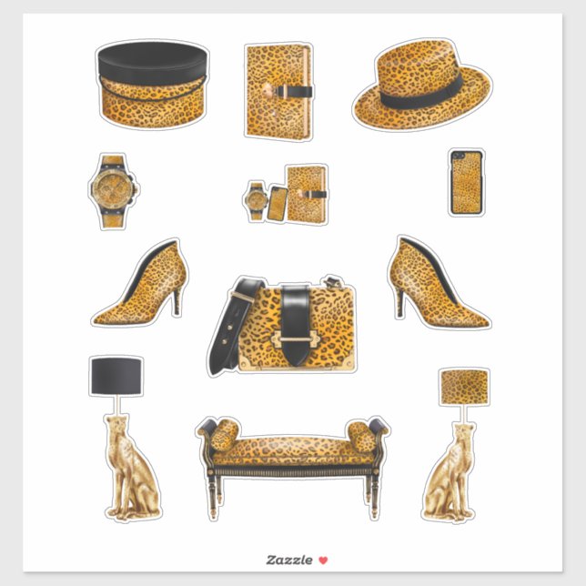 Adesivo Leopardo Imprime Decremente Mulher de Alta Moda Pl (Folha)