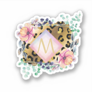 Adesivo Leopardo Menino bonito Imprime Cor-de-Rosa Dourada