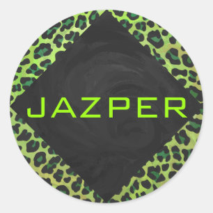 Adesivo Leopardo preto e verde com monograma