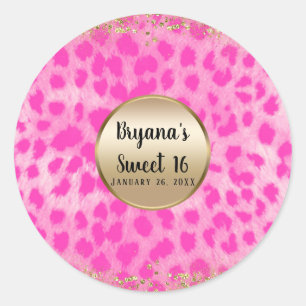 Adesivo Leopardo Rosa Cheetah Estampa Dourado Glitter Mono