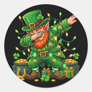 Adesivo Leprechaun Dançando Presentes Engraçados Homens Cr