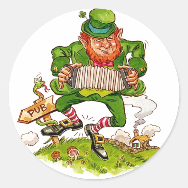 Adesivo Leprechaun em verde, feliz Dia de São Patrício (Frente)