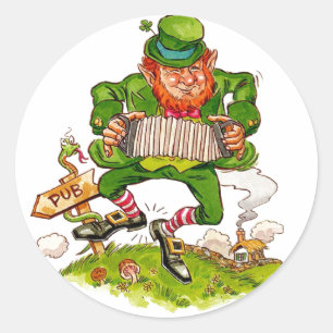 Adesivo Leprechaun em verde, feliz Dia de São Patrício