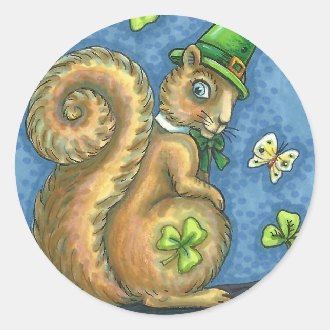 ADESIVO LEPRECHAUN IRISH SQUIRREL, FOLHA DE SORTE (Frente)