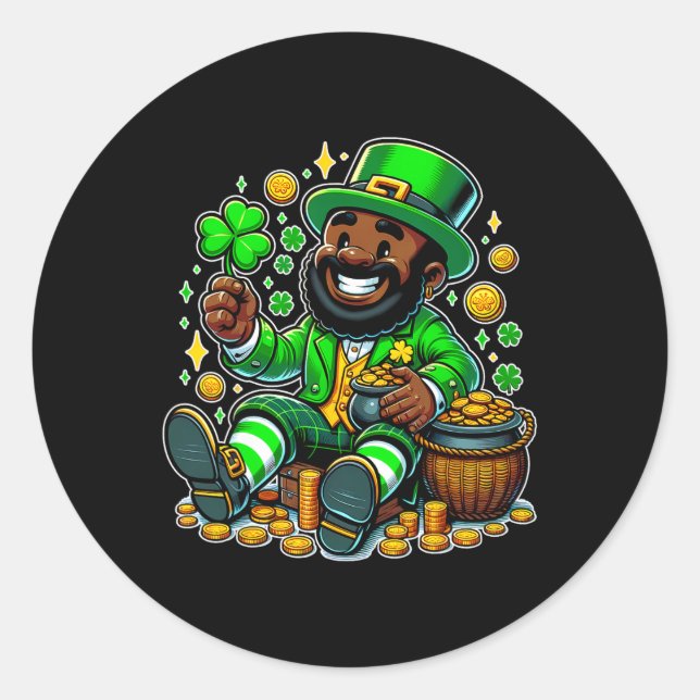 Adesivo Leprechaun Saint Patrick, afro-americano negro (Frente)