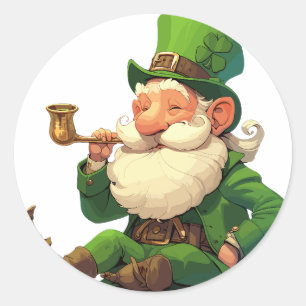 Adesivo Leprechaun sorridente com Pipe