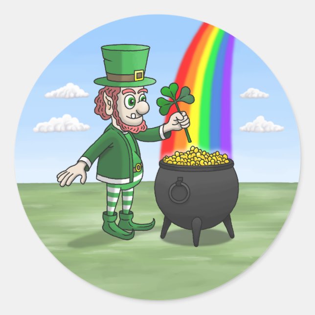 Adesivo Leprechaun standing at the end of the rainbow (Frente)