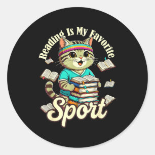 Adesivo Ler é distintivo de esporte favorito gato engraçad