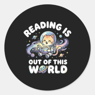 Adesivo Ler é fora deste mundo livros de espaço de gato en