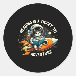 Adesivo Ler É Um Bilhete Para Aventurar Gato De Astronauta