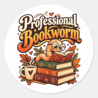 Adesivo Lerdo Profissional de Livros Fofa Minhoca Retro