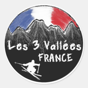 Adesivo Les 3 Vallées France skier