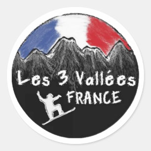 Adesivo Les 3 Vallees France Snowboarder sticker