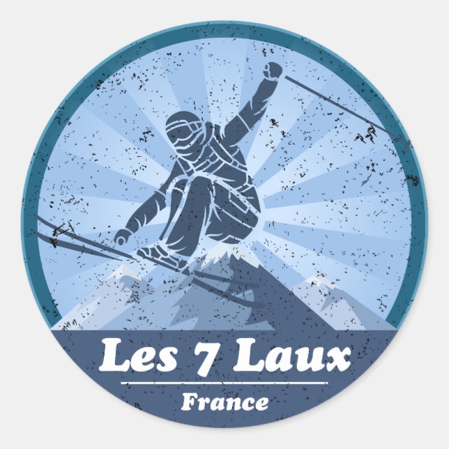 Adesivo Les 7 Laux Station de ski - Skieur (Frente)