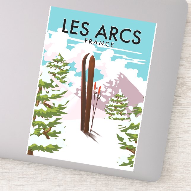 Adesivo Les Arcs France viagem ski (Detalhe)