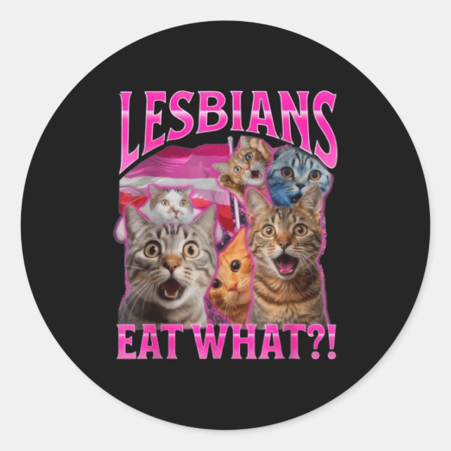 Adesivo Lesbians Eat What_ Funny Cat Rude Gay Pride Lgbtq  (Frente)