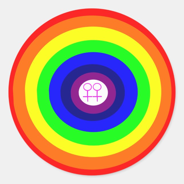 Adesivo Lesbians Round Rainbow Sticker (Frente)