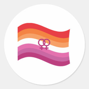 Adesivo Lésbica Sunset Love Pride Wavy Flag