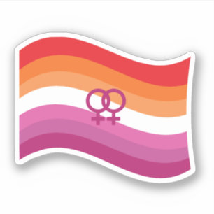 Adesivo Lésbica Sunset Love Pride Wavy Flag