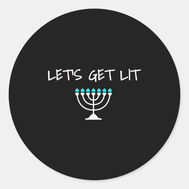 Adesivo Let S Get Lit Jewish Hanukkah Menorah Chanukkah  (Frente)