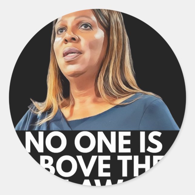 Adesivo Letitia James. Ninguém Está Acima Da Lei (Frente)