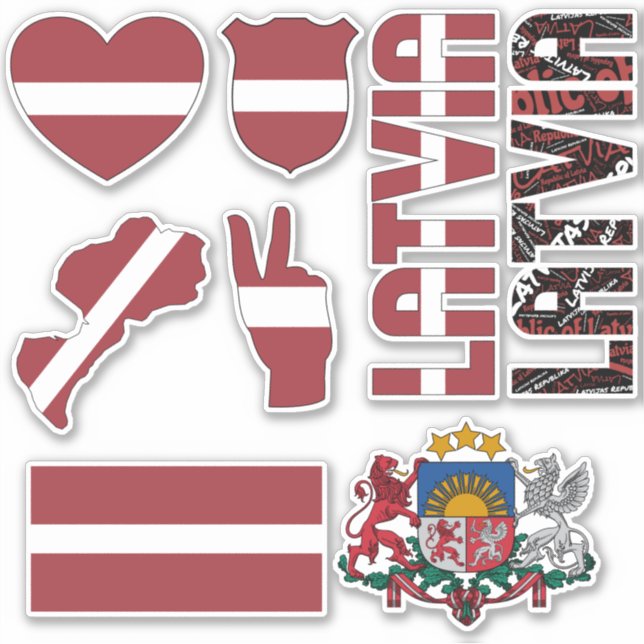 Adesivo Letônia Incrível Forma Símbolos Nacionais (Frente)