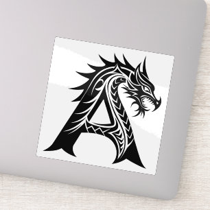 Adesivo Letra A Estilizada com Dragão, Alfabeto de Dragão,