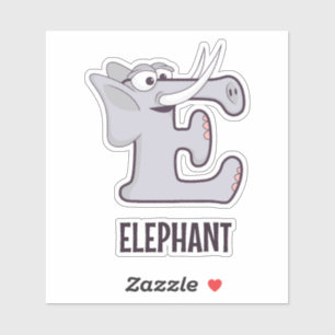 Adesivo Letra alfabética animal - E (elefante)