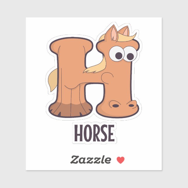 Adesivo Letra alfabética animal - H (cavalo) (Folha)