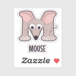 Adesivo Letra alfabética animal - M (Rato)