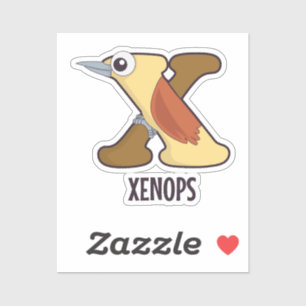 Adesivo Letra alfabética animal - X (Xenops)
