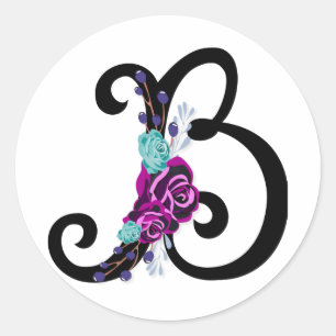 Adesivo Letra B com design floral do vintage e atrativo